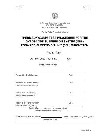 Thermal/Vacuum Test Procedure For The Gyroscope Suspension ...