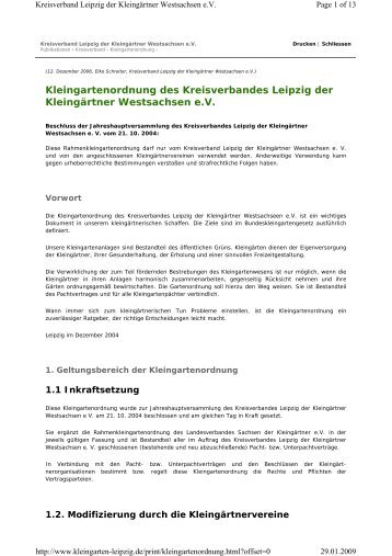 Kleingartenordnung des Kreisverbandes Leipzig der KleingÃ¤rtner ...