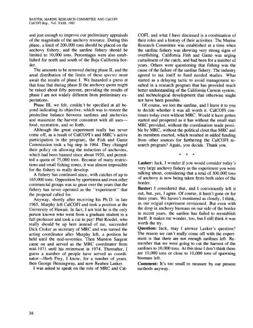 CalCOFI Reports, Vol. 23, 1982 - California Cooperative Oceanic ...