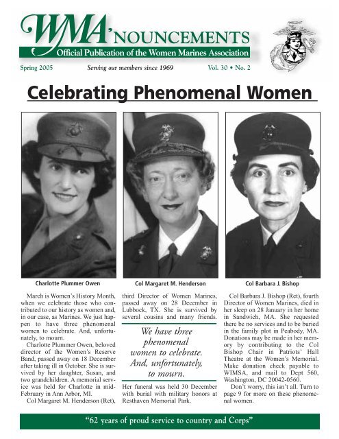Celebrating Phenomenal Women - Women Marines Association