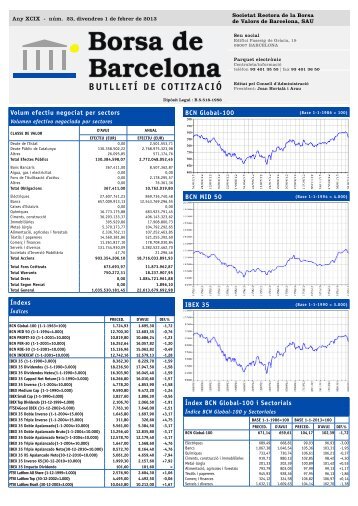 BUTLLETÃ DE COTITZACIÃ - Bolsa de Madrid