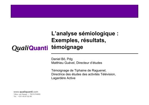 L'analyse sÃ©miologique : Exemples, rÃ©sultats ... - QualiQuanti