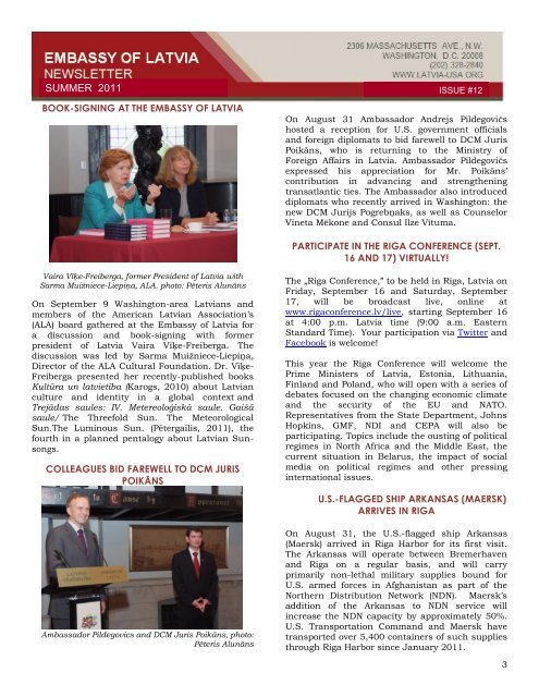 Embassy of Latvia newsletter - Summer 2011