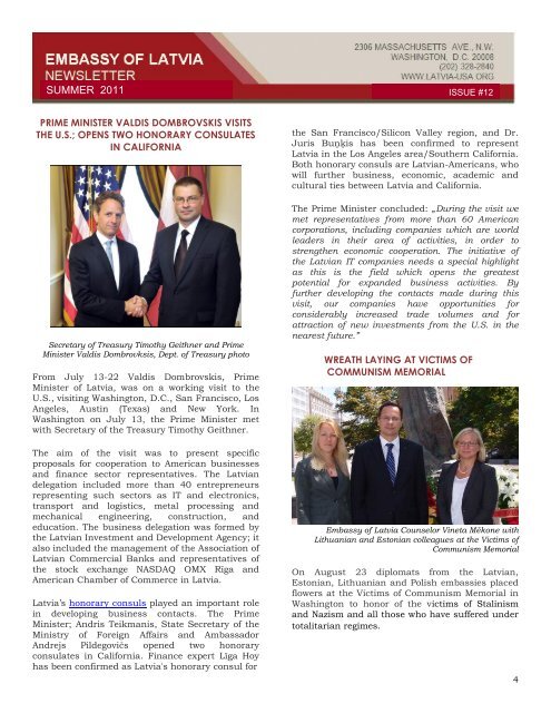 Embassy of Latvia newsletter - Summer 2011