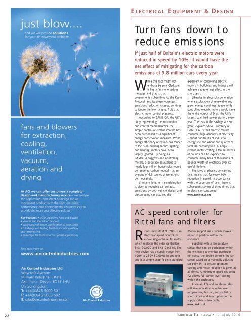 Turn fans down to reduce emissions - Industrial Technology Magazine