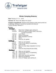 Winter Camping Itinerary - Trafalgar School for Girls