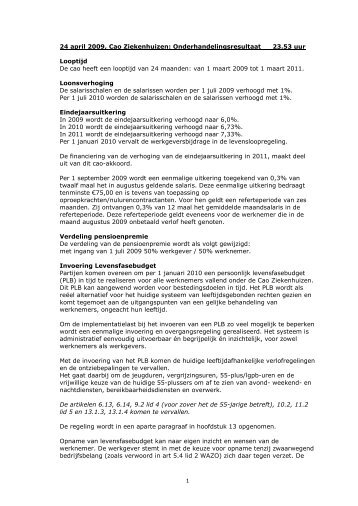 Onderhandelaarsakkoord Cao Ziekenhuizen 2009-2011 - FBZ