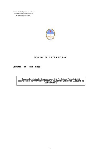 NOMINA DE JUECES DE PAZ Justicia de Paz Lega - Poder Judicial ...