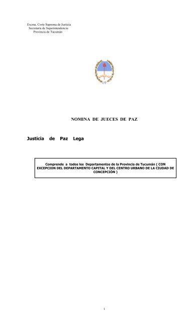 NOMINA DE JUECES DE PAZ Justicia de Paz Lega - Poder Judicial ...