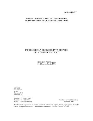 informe de la decimoquinta reunion del comite cientifico - CCAMLR