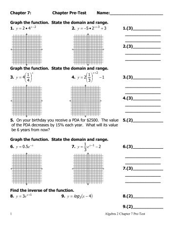 Algebra 2 Chapter 7 Pre-Test - Mrs. Anderson's Math