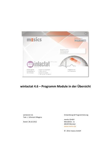 winlactat 4.6 â Programm Module in der Ãbersicht - mesics GmbH
