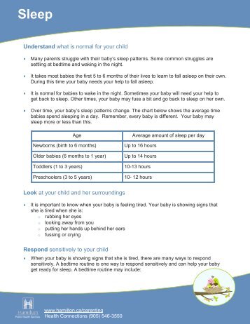 Fact Sheet - Sleep - Hamilton Family Health Team