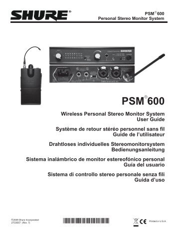 Shure PSM600 User Guide (French)
