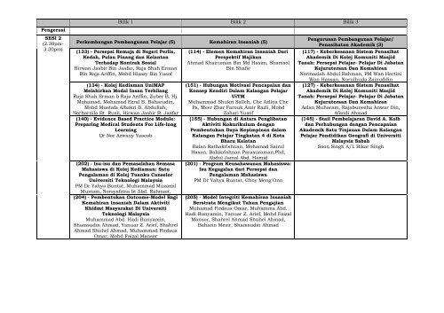 Jadual Pembentangan - space seminar main page