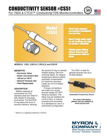 CONDUCTIVITY SENSOR #CS51 - Myron L Company