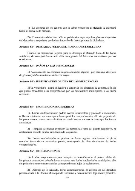 Ordenanza municipal del mercado del Ayuntamiento de la Vall d'UixÃ³.