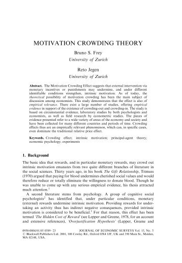 MOTIVATION CROWDING THEORY - Bruno S. Frey