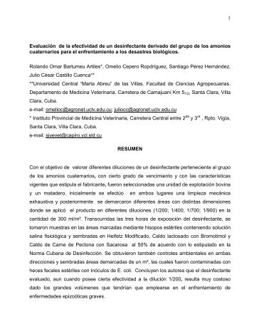 1 EvaluaciÃƒÂ³n de la efectividad de un desinfectante derivado del ...