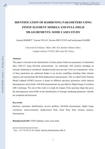 IDENTIFICATION OF HARDENING PARAMETERS USING FINITE ...