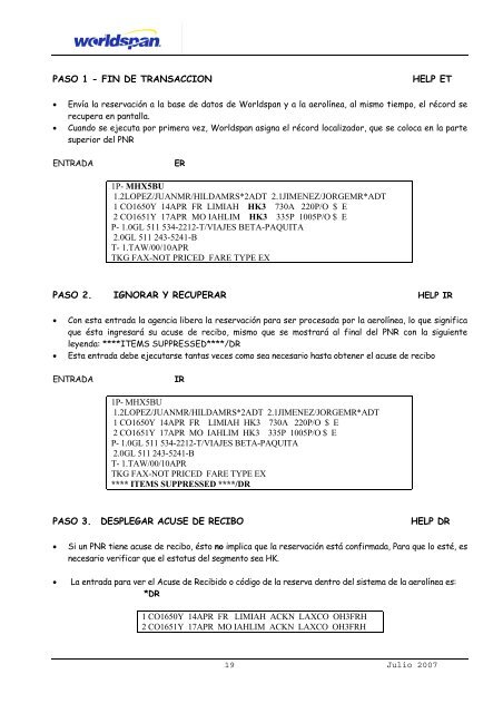 datos de pasajero - Global Learning Center