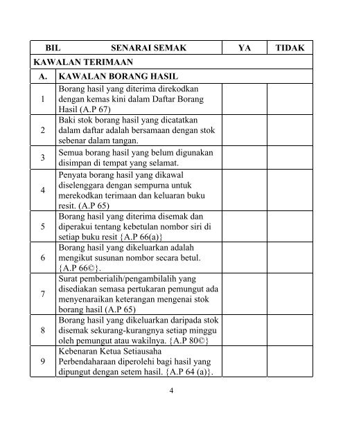BIL SENARAI SEMAK YA TIDA
