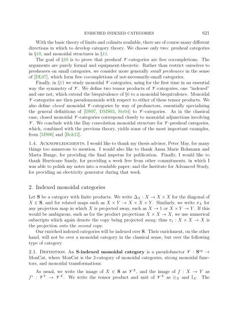 ENRICHED INDEXED CATEGORIES Contents 1. Introduction