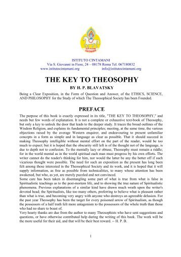 THE KEY TO THEOSOPHY - Istituto Cintamani