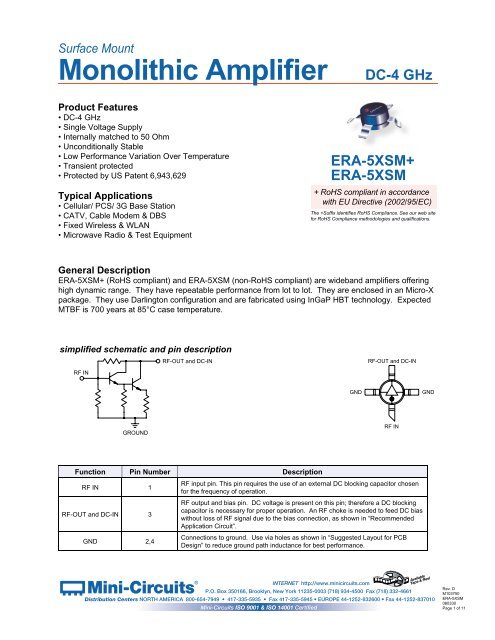 Monolithic Amplifier DC-4 GHz - Mini-Circuits