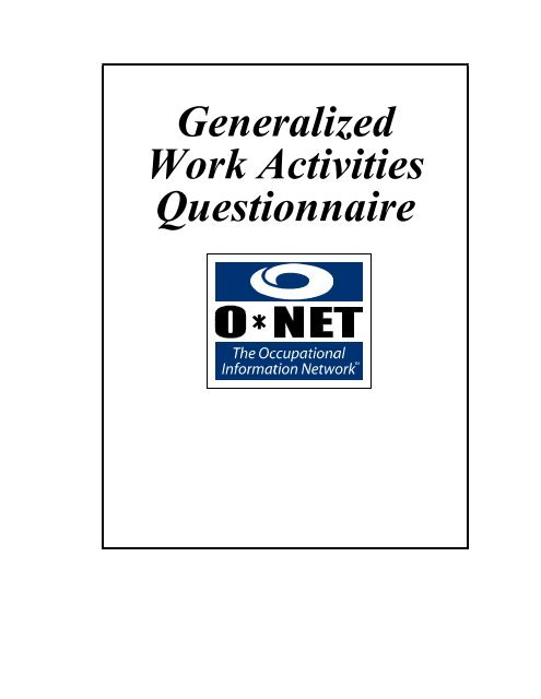 O*Net Generalized Work Activities Questionnaire