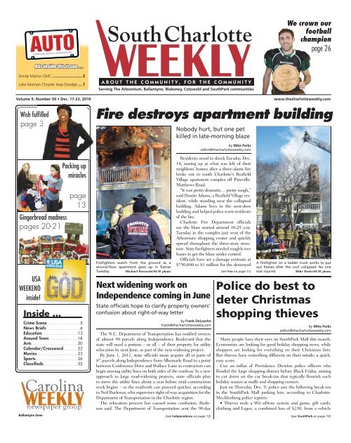 Fire destroys apartment building - Carolina Weekly Newspapers