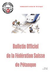 Edition 0 - FÃ©dÃ©ration Suisse de PÃ©tanque