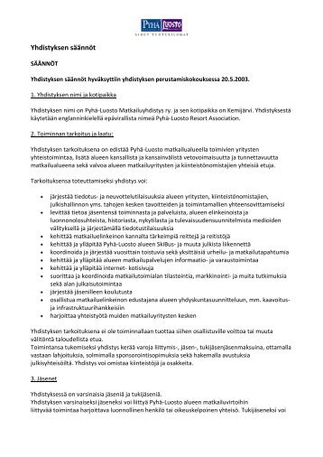 Yhdistyksen sÃ¤Ã¤nnÃ¶t - PyhÃ¤