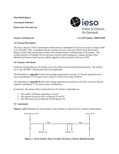 Final Draft Report - IESO