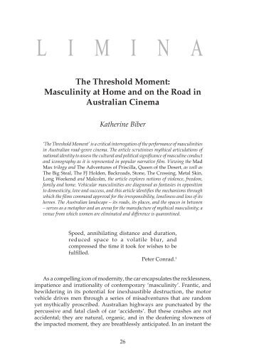 Masculinity at Home and on the Road in Australian ... - Past volumes