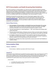 Northland College Immunization & Health Screening Guidelines