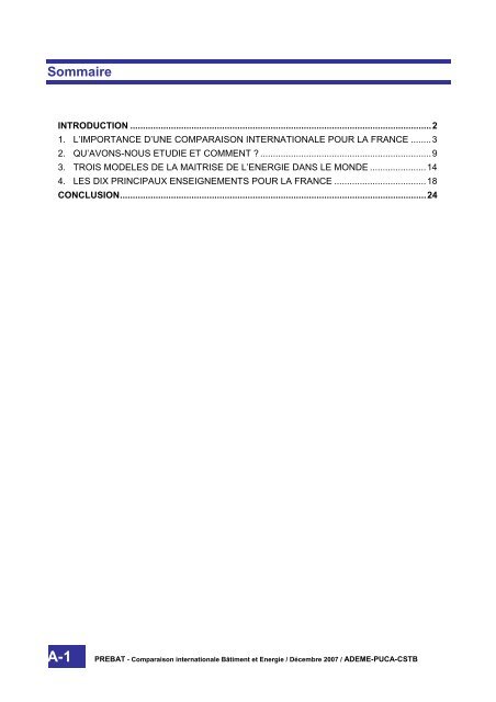 Comparaison internationale BÃ¢timent et Energie ... - Prebat