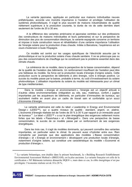 Comparaison internationale BÃ¢timent et Energie ... - Prebat