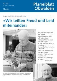 Pfarreiblatt 10 – «Wir teilten Freud und Leid ... - Kirche Obwalden