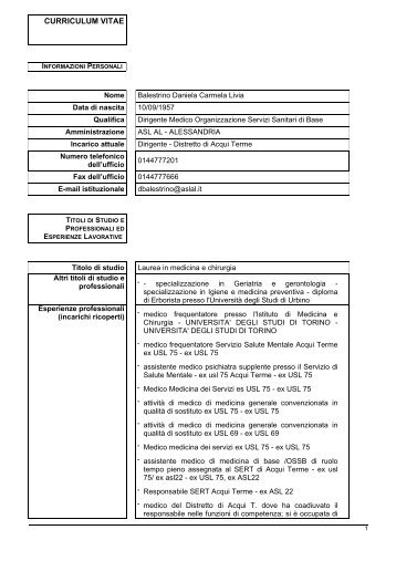 Balestrino, Daniela - ASL AL