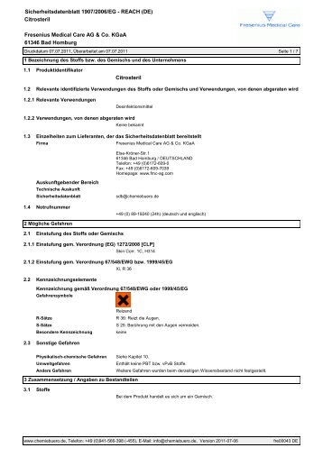 Fresenius Medical Care AG & Co. KGaA Sicherheitsdatenblatt 1907 ...