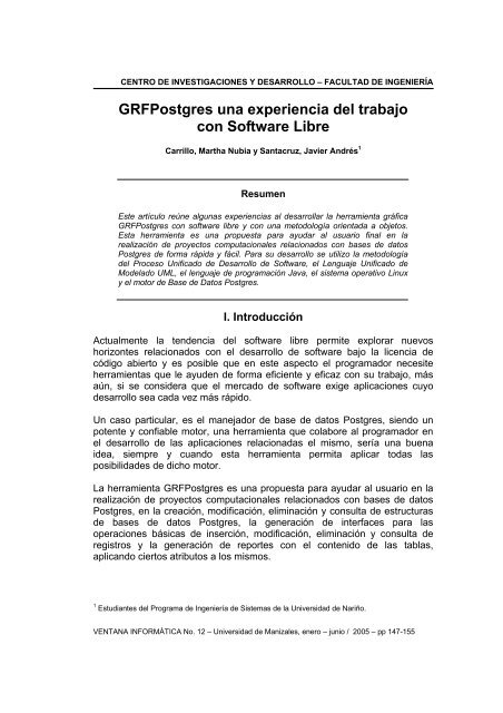 GRFPostgres una experiencia del trabajo con Software Libre