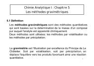 Chimie Analytique I: Chapitre 5 Les méthodes gravimétriques