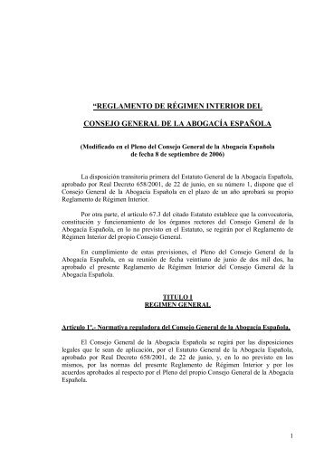 reglamento de regimen interior del cgae - AbogacÃ­a EspaÃ±ola