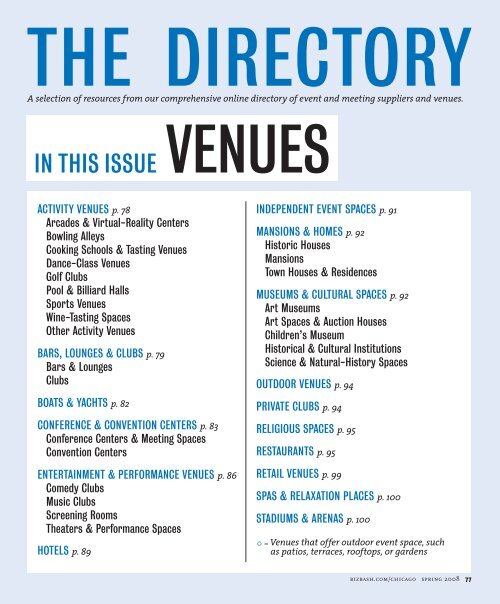 In This Issue Venues Bizbash