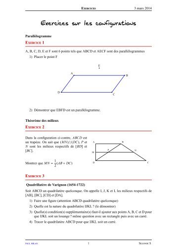 Exercices sur les configurations - Lyceedadultes.fr