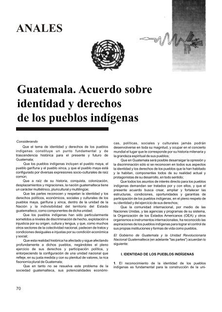 Guatemala. Acuerdo sobre identidad y derechos de los pueblos ...