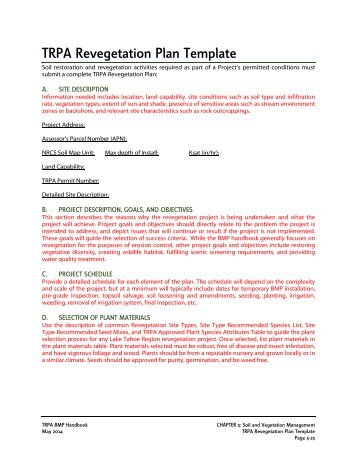 TRPA Revegetation Plan Template - Tahoe BMP