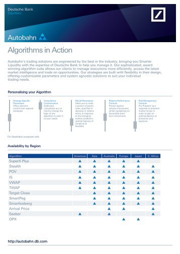 Algorithms in Action - Autobahn - Deutsche Bank