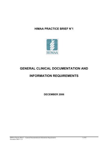 general clinical documentation and information requirements